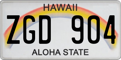 HI license plate ZGD904