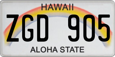 HI license plate ZGD905