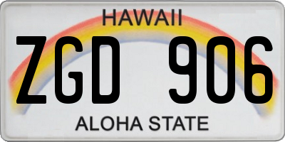HI license plate ZGD906
