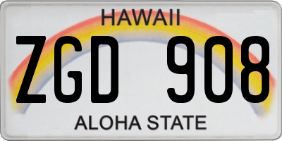 HI license plate ZGD908