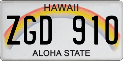 HI license plate ZGD910