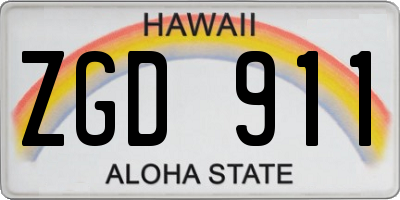 HI license plate ZGD911