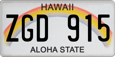 HI license plate ZGD915