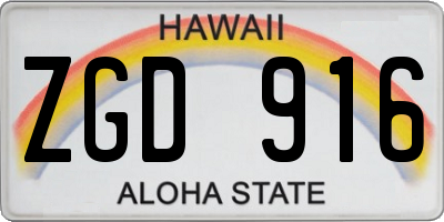 HI license plate ZGD916