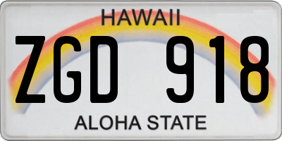 HI license plate ZGD918