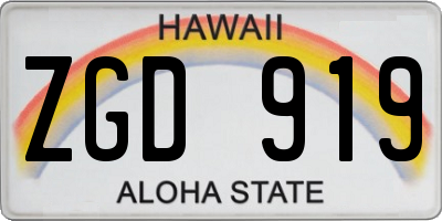 HI license plate ZGD919