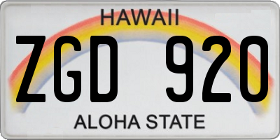 HI license plate ZGD920