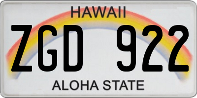 HI license plate ZGD922