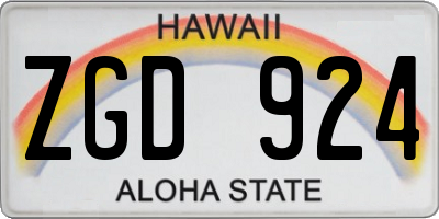 HI license plate ZGD924