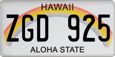 HI license plate ZGD925