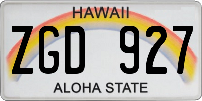HI license plate ZGD927