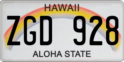 HI license plate ZGD928