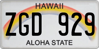 HI license plate ZGD929
