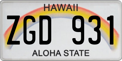 HI license plate ZGD931