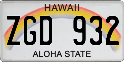 HI license plate ZGD932