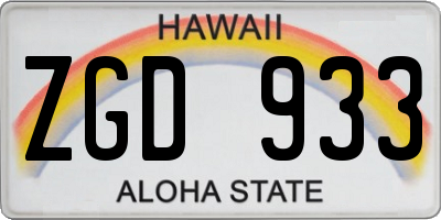 HI license plate ZGD933