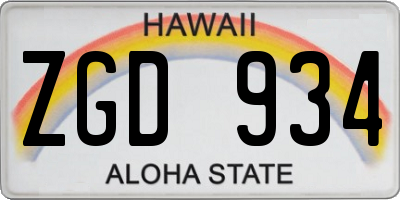 HI license plate ZGD934
