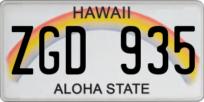 HI license plate ZGD935