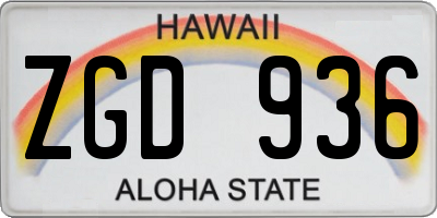 HI license plate ZGD936