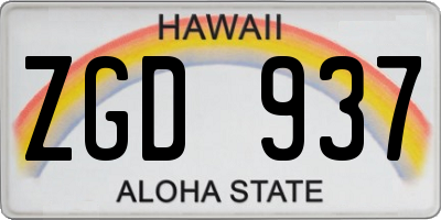 HI license plate ZGD937
