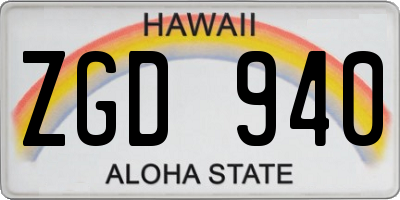 HI license plate ZGD940