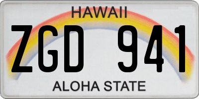 HI license plate ZGD941