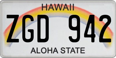 HI license plate ZGD942