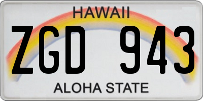 HI license plate ZGD943