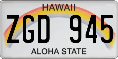 HI license plate ZGD945