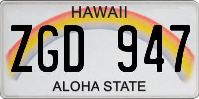 HI license plate ZGD947