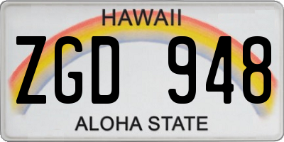 HI license plate ZGD948