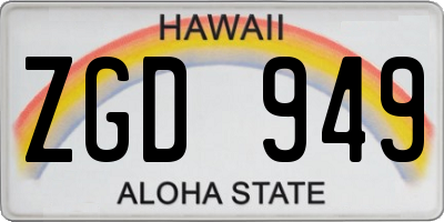 HI license plate ZGD949