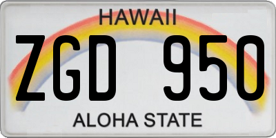 HI license plate ZGD950