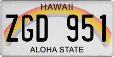 HI license plate ZGD951