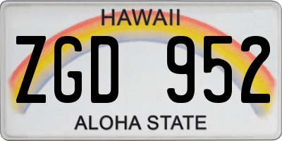 HI license plate ZGD952