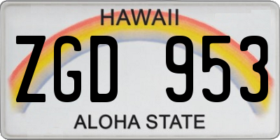 HI license plate ZGD953