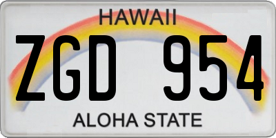 HI license plate ZGD954