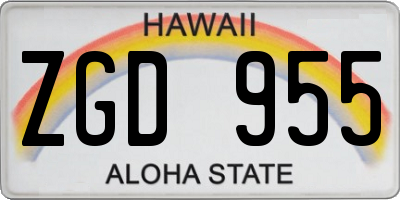 HI license plate ZGD955