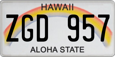 HI license plate ZGD957