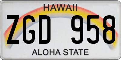 HI license plate ZGD958
