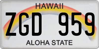 HI license plate ZGD959