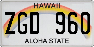 HI license plate ZGD960