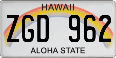 HI license plate ZGD962
