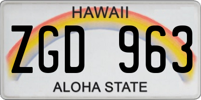 HI license plate ZGD963
