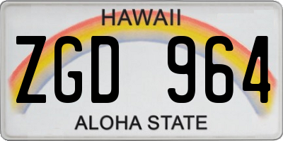 HI license plate ZGD964
