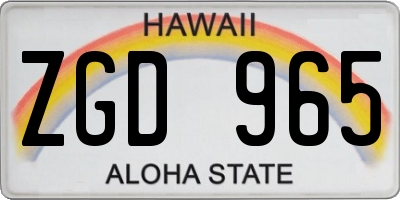 HI license plate ZGD965