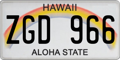 HI license plate ZGD966
