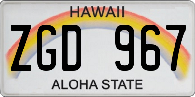 HI license plate ZGD967