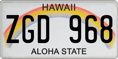 HI license plate ZGD968