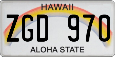 HI license plate ZGD970
